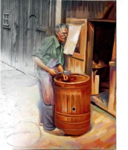 Dulgherul tablou realizat în ulei pe pânză după o poză veche