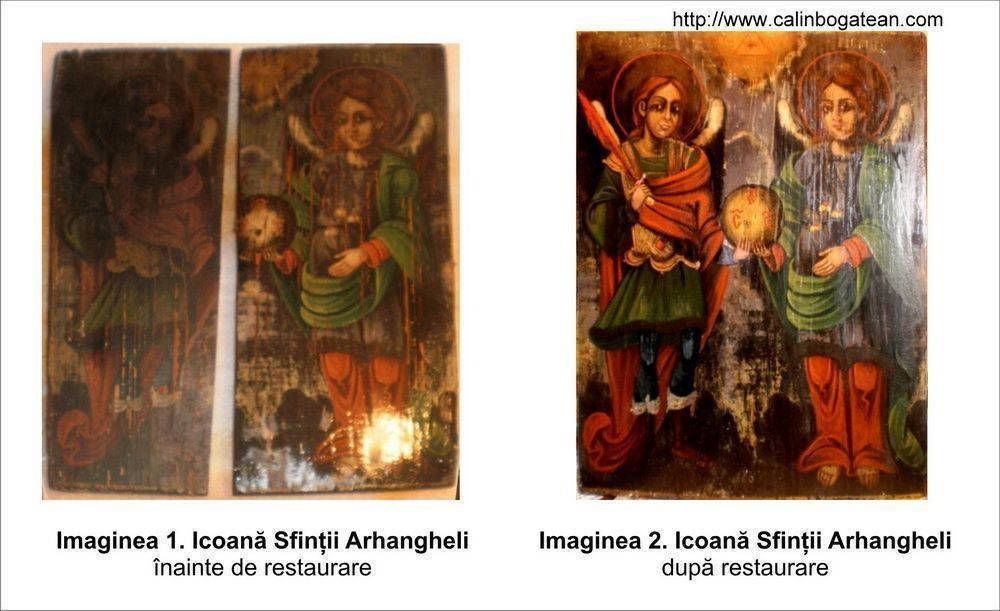 Restaurare icoană Sfinții Arhangheli Mihail și Gabriel