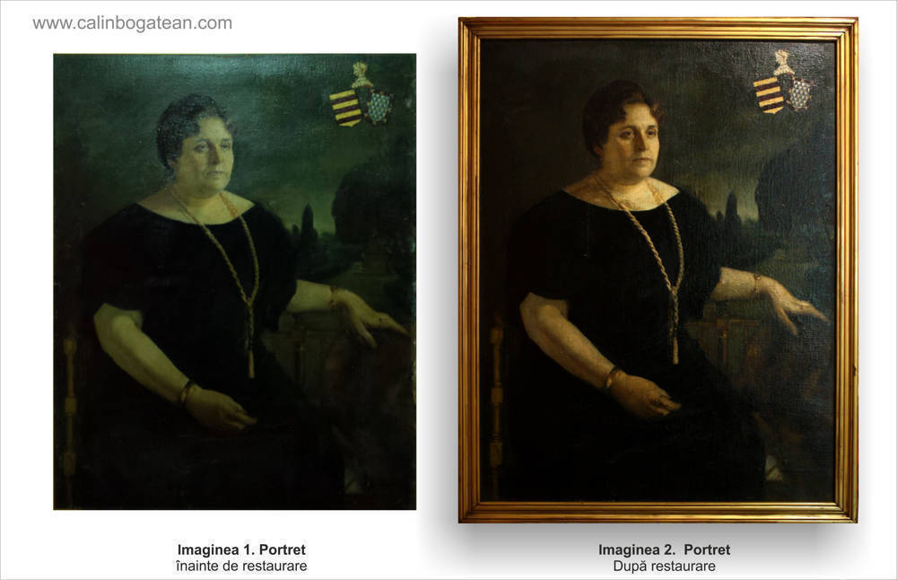 Restaurare tablou portret de femeie pictură baroc