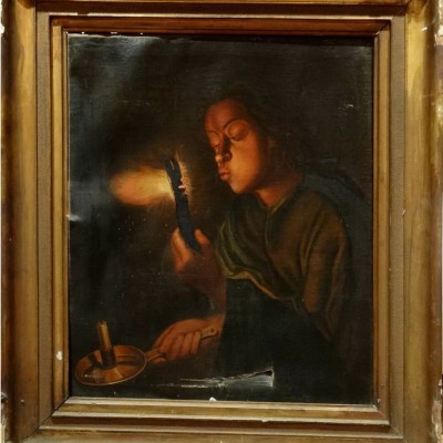 Restaurare tablou Fetita cu Jar în mână și lumânare